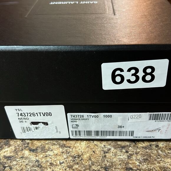 Saint Laurent Tom Slingback Pump 60 Black Patent Leather NEW EU 36.5 US 6.5 - Picture 12 of 16